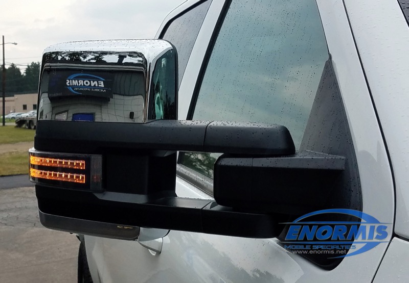 Chevy 2500 Tow Mirrors are added with Power Fold and Work lights